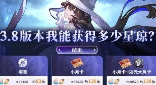 崩坏：星穹铁道 3.8版本星琼统计