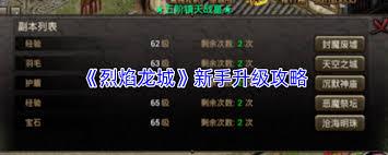烈焰龙城新手如何快速升级