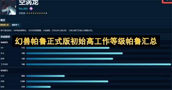 幻兽帕鲁正式版初始高工作等级帕鲁汇总